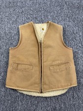 Vtg Carhartt Vest Men Medium 6SV Sherpa Lined Work Duck Canvas Union Made In USA