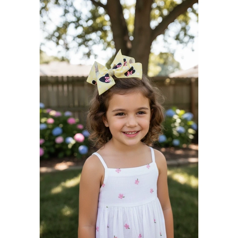 Clip de moño de pelo amarillo a lunares de Minnie Mouse para niños Disney Foto 3 de 4