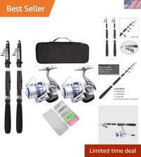 Versatile Fishing Combo Set - Carbon Fiber Poles, Spinning Reels & Carrying Case