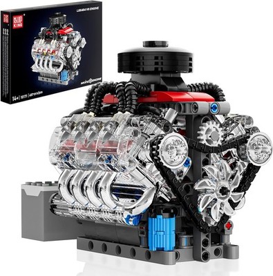 Mould King Mini V8 Engine Kits That Runs, Build Your Own Visible Car Motor,... 