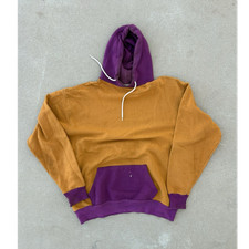 Vintage Orange Purple 2 tone hoodie 1960s-70s transitional cotton blend