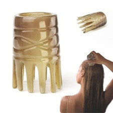 Wide Tooth Natural Horn Head Spa Comb for Scalp Massage Hair Growth Gua Sha