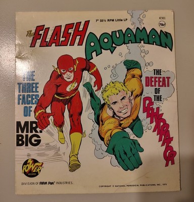 1975 Power Records Flash & Aquaman 7'' Little LP Vinyl #2301 DC Comics Vintage