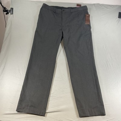 Perry Ellis Dress Pants 38x32 Gray Pinstripe Slim Fit Flat Front NWT Business Fo