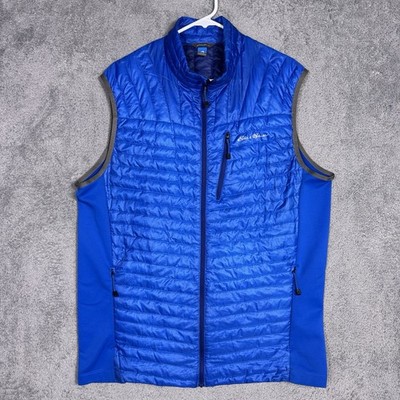 Eddie Bauer First Ascent Vest Men TL Blue Down Quilted Puffer Full Zip Hike Tech