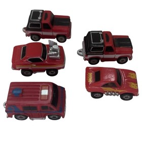 VGT  Micro Machines Galoob 80s Red Cars Lot of 5 Fire Truck, Hot Rod, Muscle Car