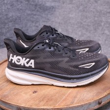 Hoka One One Mens Clifton 9 1127895 BWHT Black Running Shoes Sneakers Size 9.5 D
