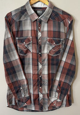 BKE Buckle Men s Pearl Snap Shirt Size XL Athletic Fit Plaid Western Long Sleeve