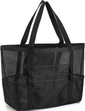 Mesh Beach Bag - Large Beach Tote Bag with Multiple Pockets for Family Beach Bag