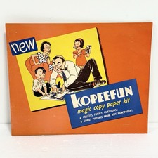 Vintage 1948 Kopeefun Magic Copy Paper Kit Embree Cartoon Transfer Book Stick