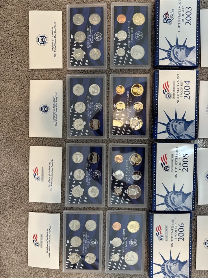 1999-2006 US Mint Proof Sets (OGP) Box & COA, Lot of 8 Annual Sets, 81 Coins - Image 3 of 3