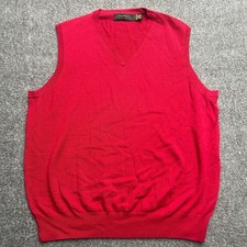 Eildon Hills Merino Wool Vest 90  s Mens Sweater Sleeveless V-Neck Large Red