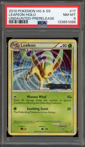 Pokemon Leafeon Undaunted Prerelease Holo Rare Promo #17 PSA 8
