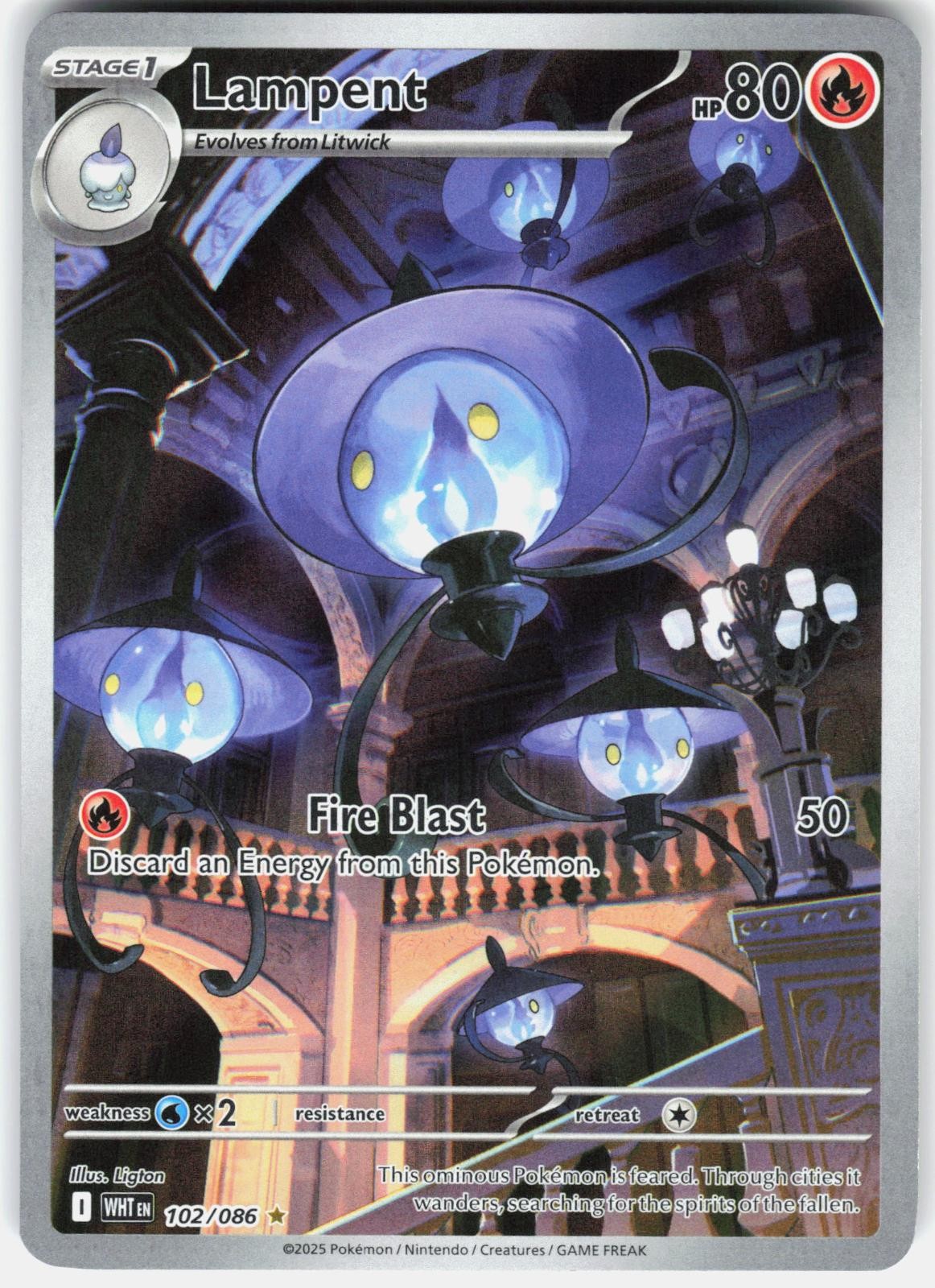 Pokemon Lampent 102/086 Holo Illustration Rare White Flare Pokemon Near Mint