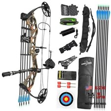 Compound Bow Kit, Made in The USA Gordon Limbs, Draw Weight 19~75 Lbs Draw Camo