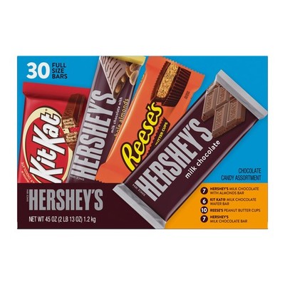 Hershey's Full Size Chocolate Candy Bars, Variety Pack, 30-count