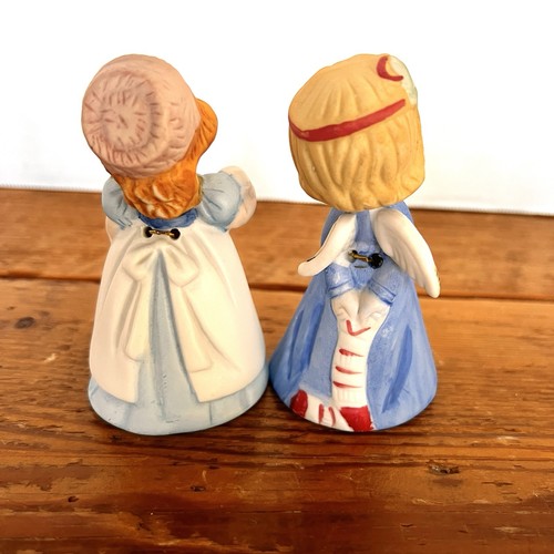 Pair Of VTG 1978 Jasco Merri Bells Bisque Porcelain ~ Bashful & Cinderella Belle - Afbeelding 3 van 9