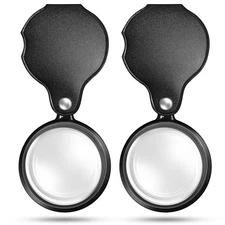 2 Pcs 10X Small Magnifying Glasses Pocket Magnifier Folding Handheld Magnifier