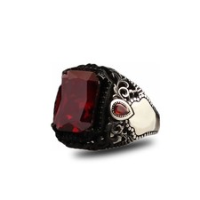 925 Sterling Silver Men's Ring, Garnet GemStone Men Silver Ring, Handmade Garnet