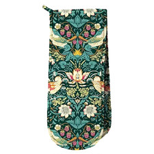 Image of 100% Cotton William Morris Strawberry Thief Design Double Oven Glove Dark Green