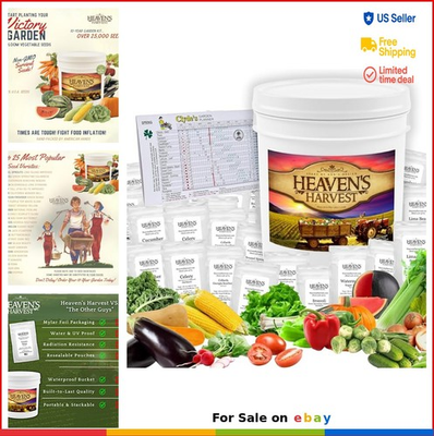 #ad Vegetable Seed Bank 25000 Heirloom Non GMO Survival Garden Kit Storage Drum $53.97