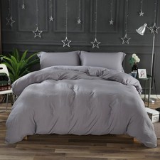 Cal King Size Dark-Grey Bedding Set: 1 Duvet Cover  2 Pillow Shams X2873 