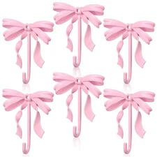 6 Pcs Pink Bow Wall Hooks Metal Decorative Bow Knot Door Hanger Coquette Wall...