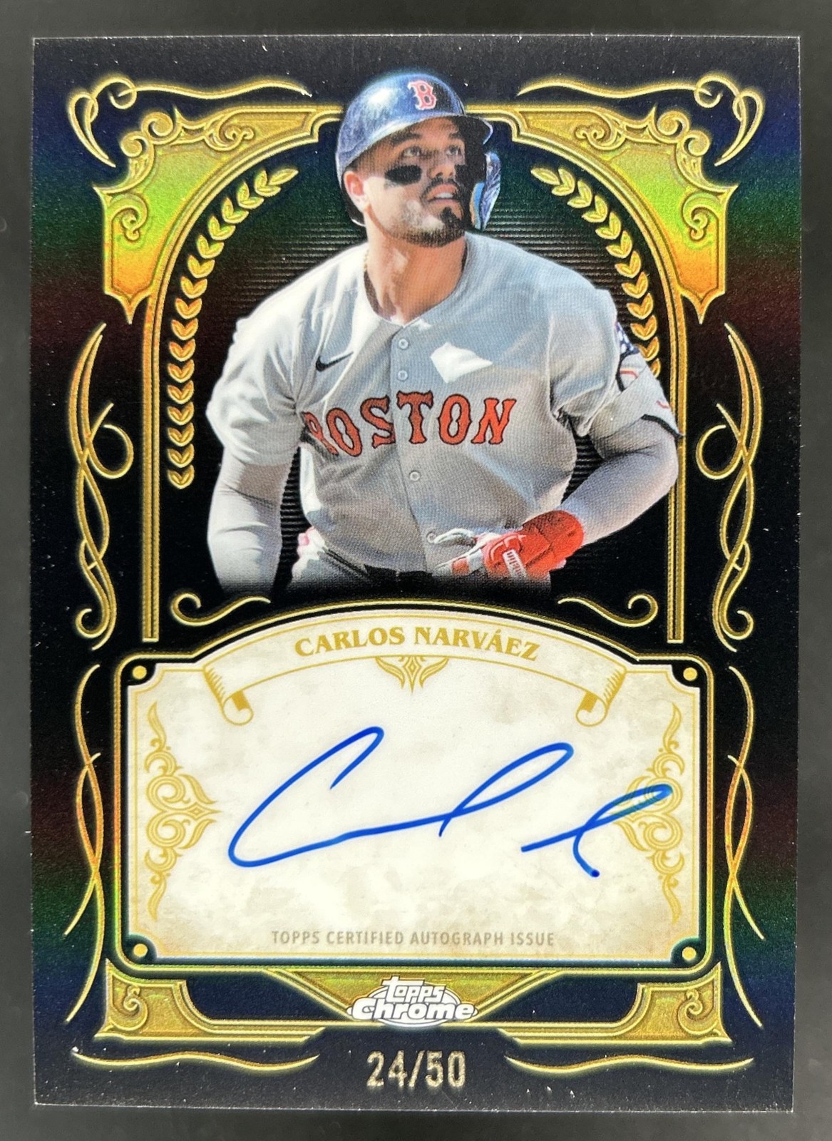 2026 Topps Chrome Carlos Narvaez Ink Strokes Auto Gold Refractor SP #/50 Red Sox