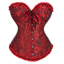 SZIVYSHI Corset Top Women Bustier Shapewear Lingerie Black Red Lace Up XS