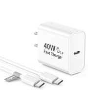 40W USB C Fast Charging Wall Charger for iPhone 17/17 Pro with 10FT Cable