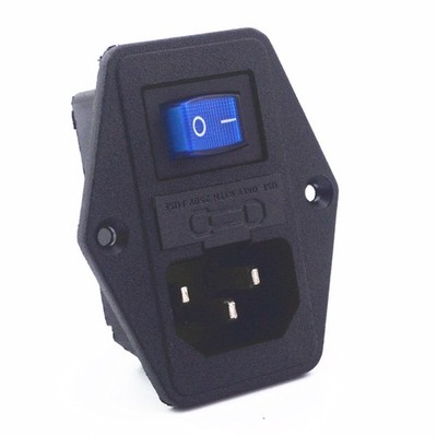 10Pcs   10A 250V 3 Pin IEC320 AC Inlet Male Plug Power Socket Fuse Switch #iw