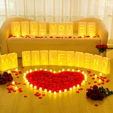 6093 Pcs Will You Be My Girlfriend Light up Letters with LED Flameless Tealig...