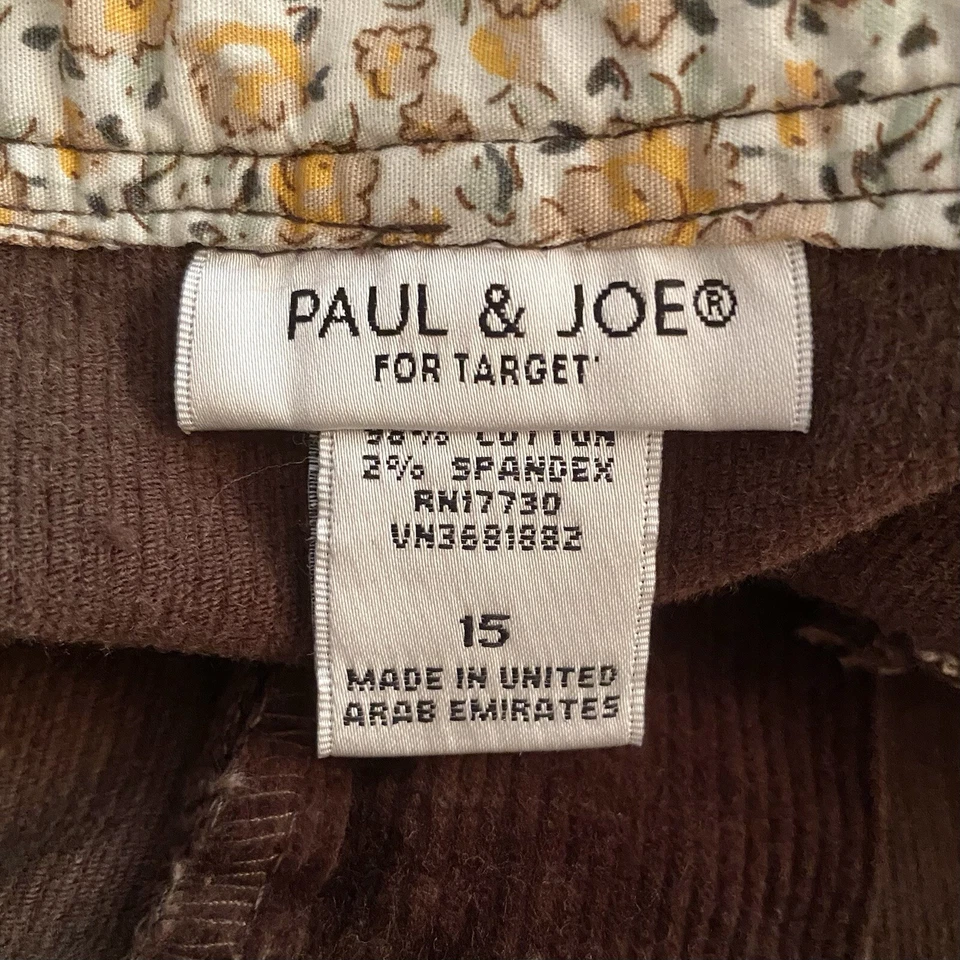 RARO Y2K Paul & Joe Para Target Pana Marrón Oscuro Micro MINI FALDA talla 15 Foto 3 de 4