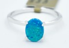 GENUINE 0.98 Cts BLUE OPAL RING 10K WHITE GOLD - Made in USA - FREE APPRAISAL — photo 2