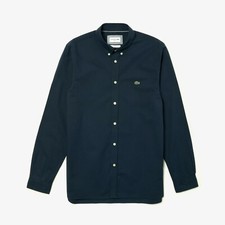 New Lacoste Men Slim Fit Stretch Cotton Poplin Shirt Sz M/L L oxford plaid pant