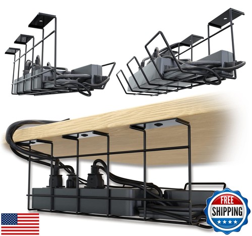 Compact Under Desk Cable Management Tray - Cable Organizer for Wire Managemen