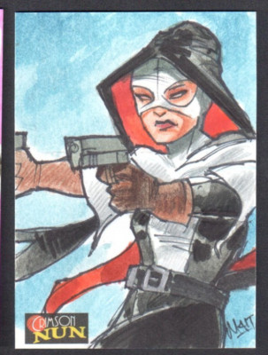 THE CRIMSON NUN by BEN DUNN (5finity 2022) SKETCH CARD Art by PAUL MAITLAND