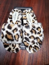 J/Slides Sz 9M Beige Leopard Faux Fur NALA