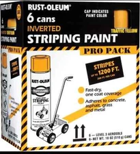 Rust Oleum Professional Striping Spray Paint Contractor 18 Oz Pack of 6 Yellow,