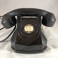 Vintage Art Deco Corded Black Telephone Monophone Operator Dial Phone UNTESTED