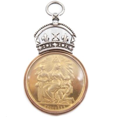 1830 Masonic Duke of Sussex silver medal 9 K gold Bro. A.J.Beckett 1913 44gr