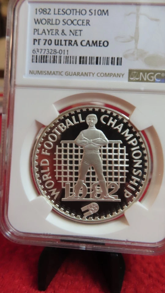 1982 Lesotho South Africa World Soccer Football Player & Net NGC PR PF 70 ultra - Image 2 of 4