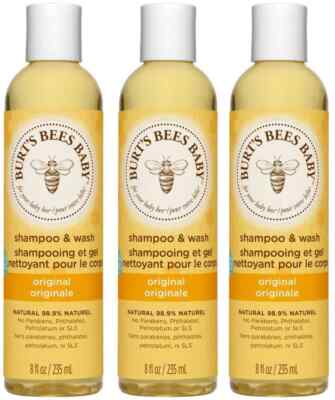 Burt s Bees Baby Shampoo Natürliches Waschgel Hautschonend 3 x 235 ml NEU & OVP