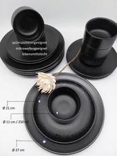 Geschirr-Set aus Porzellan 18 Teilig für 6 Personen Tafelservice in Schwarz