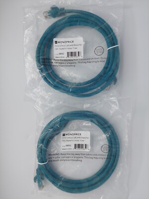 MONOPRICE Flexboot Cat6 7ft GREEN 24AWG Ethernet Patch Cable RJ45 2 pack