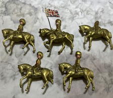 Lot of 5 Britains J. Hill co Metal soldier gold Calvary horses