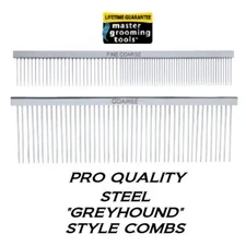 Master Grooming Tools Greyhound Style 2 PRO SET COMB Steel Kit Pet Dog Cat FINE