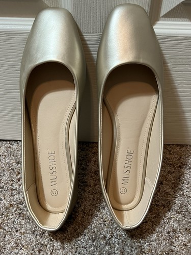 MUSSHOE Flats Shoes Women Memory Foam Gold Square Toe SZ 11 - Picture 5 of 12