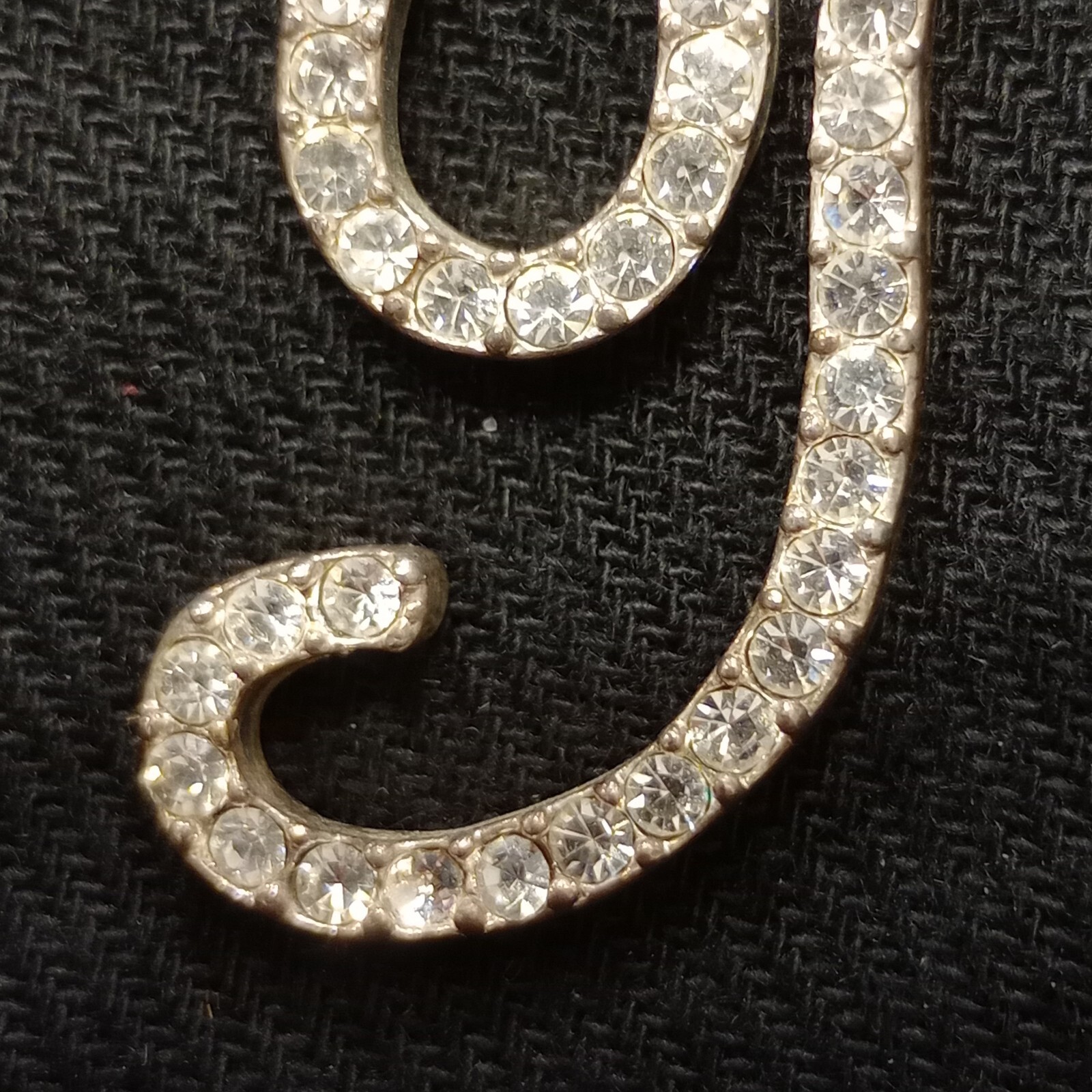 Silver Tone Cursive Letter T Initials Rhinestones… - image 6