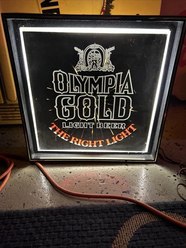 VTG Olympia Gold Beer Lighted Sign Starburst Bar Mancave “The Right Light”
